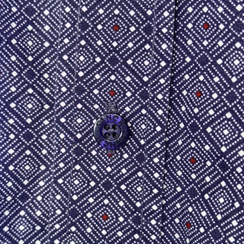 Cinch Blueish Purple/Red/White Print Cotton Long Sleeve Button Down Shirt XXL - Picture 6 of 9